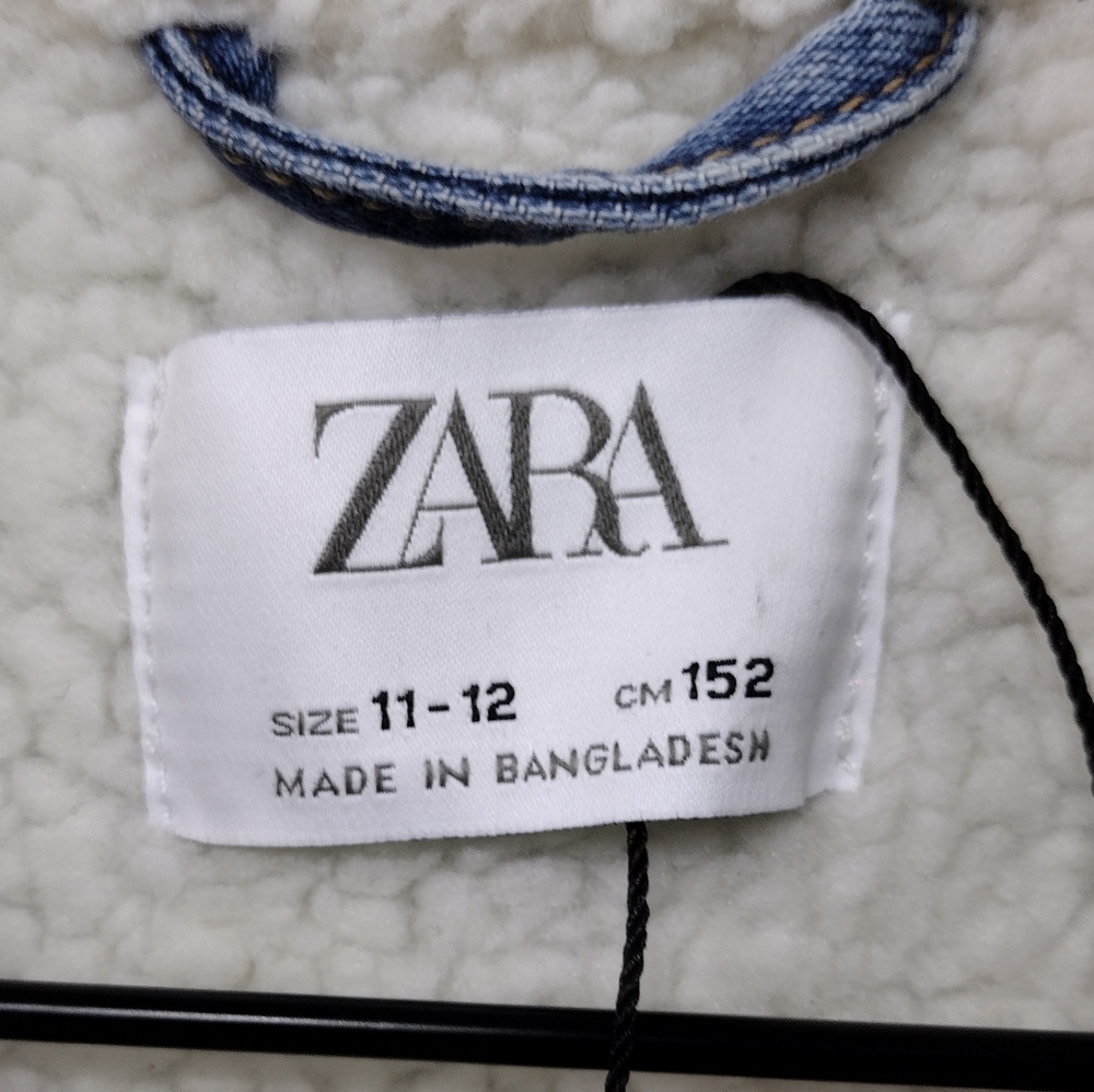 NWOT Zara Kids Fleece Lined Denim Jacket Size  11/12 Blue Boho Retro 90s Y2K - Picture 8 of 9